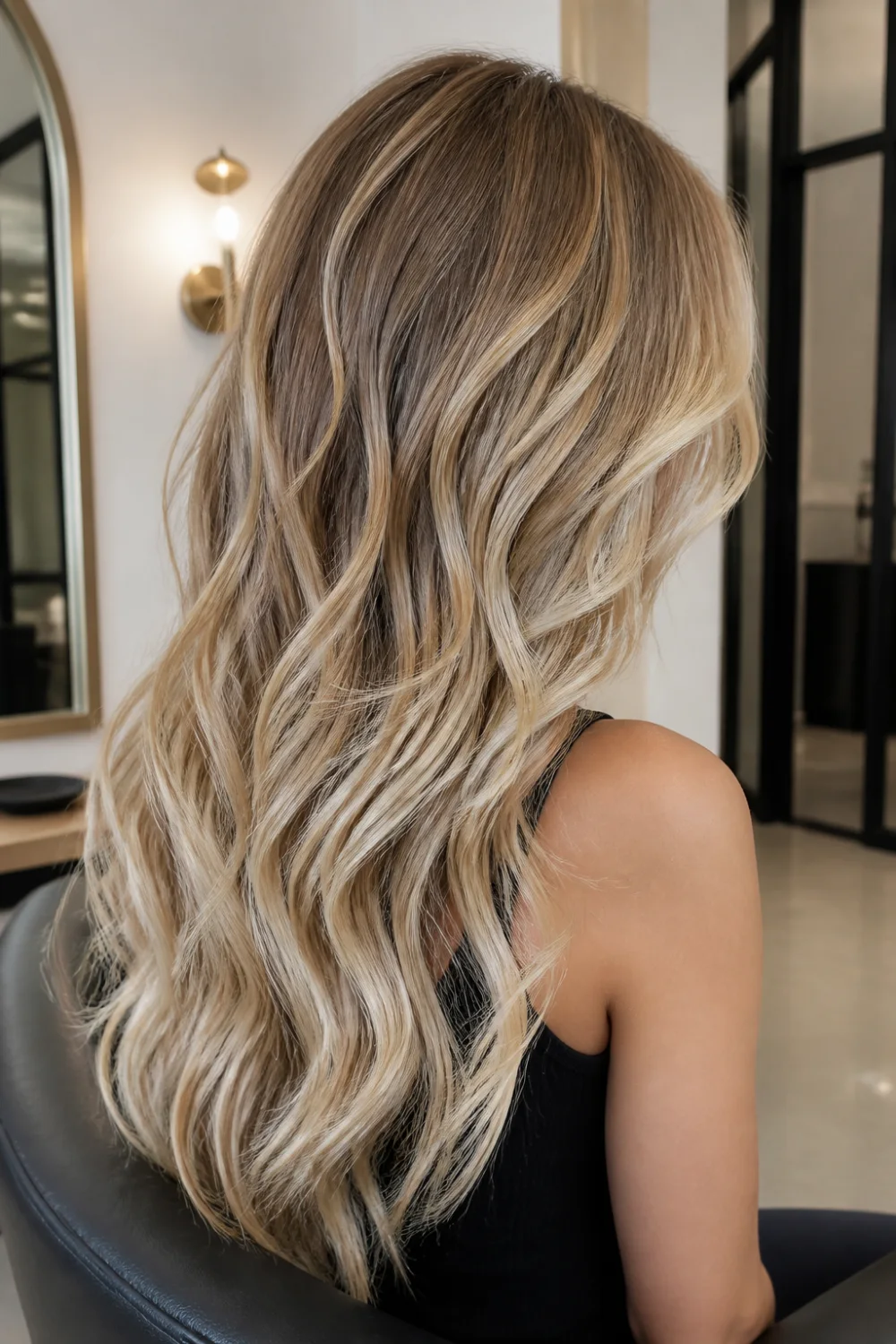 Resultado de balayage luminosa em cabelo comprido