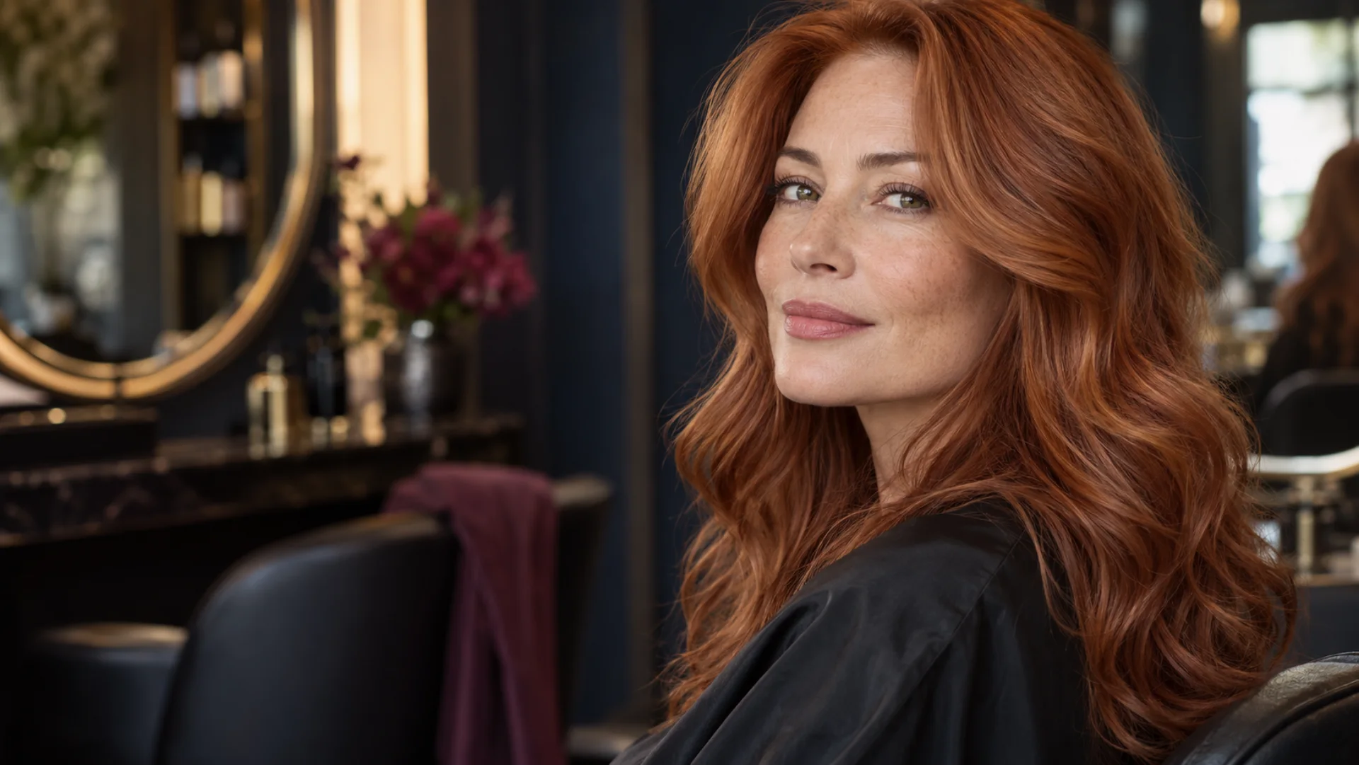 Resultado de coloração cobre em cabelo comprido