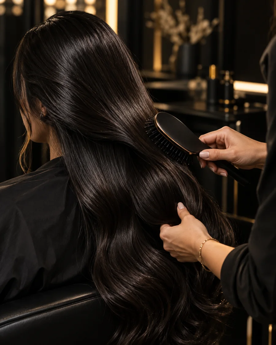 Cuidado profissional de cabelo no salão KEU
